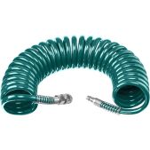 Kraftool 06590-10 10 м, 8 х 12мм, 15 бар, воздушный спиральный шланг с фитингами рапид