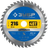 Диск пильный Зубр 36903-216-30-40_z01 Оптима Профессионал, 216 x 30мм, 40Т по дереву