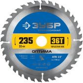 Диск пильный Зубр 36903-235-30-36_z01 Оптима Профессионал, 235 x 30мм, 36Т по дереву