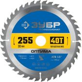 Диск пильный Зубр 36903-255-30-40_z01 Оптима Профессионал, 255 x 30мм, 40Т по дереву
