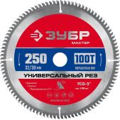 Диск пильный Зубр 36916-250-32-100_z01 Универсальный рез, 250 x 32/30мм, 100Т по алюминию