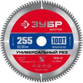 Диск пильный Зубр 36916-255-32-100_z01 Универсальный рез, 255 x 32/30мм, 100Т по алюминию