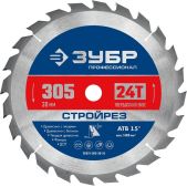 Диск пильный Зубр 36931-305-30-24 Стройрез Профессионал, 305 х 30мм, 24Т по строительной древесине