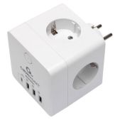 Сетевой фильтр белый Cablexpert CUBE-4-CU3-W Cube, 4 розетки, 16А, 1xType-C PD, 3хUSB