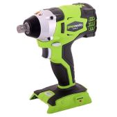 Гайковерт аккумуляторный Greenworks 3802907 GD24IW400 ударный 24V, без АКБ и зарядного устройства, бесщеточный, 400Нм, квадрат 1/2, 0-2800об/мин, импульс 3200уд/мин, коробка, вес 1.2кг