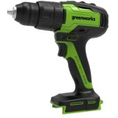 Дрель-шуруповерт аккумуляторная Greenworks 3704107 GD24DD60 ударная, 24V, без АКБ и зарядного устройства, бесщеточная, 60Нм, БЗП-13мм, 2 скорости 0-600/0-1800, вес 1.4кг