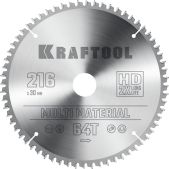 Диск пильный Kraftool 36953-216-30 Multi Material, 216 х 30мм, 64Т, по алюминию