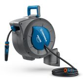 Шланг поливочный 20м Grinda 428470 HRA-20 ProLine 1/2, на поворотном кронштейне настенная, поливочный набор 4 предмета, катушка автоматическая