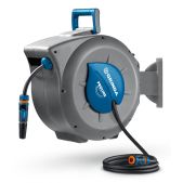 Шланг поливочный 30м Grinda 428471 HRA-30 ProLine 1/2, на поворотном кронштейне настенная, поливочный набор 4 предмета, катушка автоматическая
