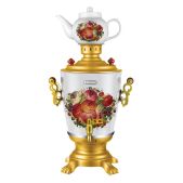 Самовар Элис ЭЛ-4064 2300 Вт, 4 литра, корпус из нержавеющей стали, керамический заварочный чайник 1.0л, функция поддержания температурного режима
