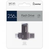 Устройство USB Flash Drive 256Gb Smartbuy SB256GbMC45 MC45 Phantom Metal Dual Type-C+Type-A / R/W 150/57Мб/с
