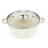 Кастрюля 4.5л Kelli KL-4714-24 бежевый, антипригарное гранитное покрытие, для всех типов плит, включая индукцию, стекл. крышка, силиконовые накладки на ручки