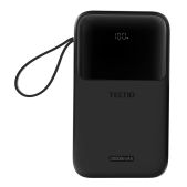 Аккумулятор внешний Tecno S201 20000 мАч Black 4 порта, 4 кабеля, Led дисплей
