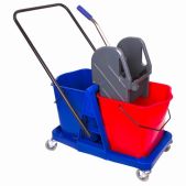 Тележка уборочная Brabix 606659, 2 съемных ведра 23 л, механический отжим, пластиковый каркас