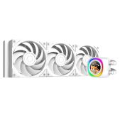 Комплект водяного охлаждения ID-CoolING FX360 LCD PE White LGA1851/1700/1200/115X/AM4/AM5 TDP 350W, ARGB PUMP, LCD Display, PWM, Triple вентилятор 120мм, белый
