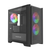Корпус mATX без БП Powercase CAMZB-A3-V2 Alisio Micro Z3B ARGB V2, Tempered Glass, 3x 120мм ARGB fan, чёрный