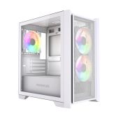 Корпус mATX без БП Powercase CAMZW-A3-V2 Alisio Micro Z3W ARGB V2, Tempered Glass, 3x 120мм ARGB fan, белый