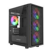 Корпус mATX без БП Powercase CMMEM16B-L4 Mistral Micro EM16, Tempered Glass, 4x120мм FRGB fan, чёрный