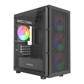 Корпус mATX без БП Powercase CMMEM17B-A4 Mistral Micro EM17, Tempered Glass, 4x120мм ARGB PWM fan, чёрный