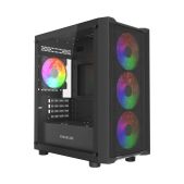 Корпус mATX без БП Powercase CMMEM19B-A4 Mistral Micro EM19, Tempered Glass, 4x120мм ARGB PWM fan, чёрный