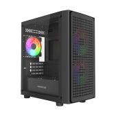 Корпус mATX без БП Powercase CMMEM20B-L3 Mistral Micro EM20, Tempered Glass, 2x140mm + 1х120мм FRGB fan, чёрный