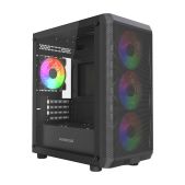 Корпус mATX без БП Powercase CMMEM22B-L4 Mistral Micro EM22, Tempered Glass, 4x120мм FRGB fan, чёрный