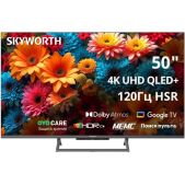 Телевизор 50 Skyworth 50Q67H Ultra HD, QLED, 300Nit, Google TV, DVB-T2/C/S2, 2.0 ch Sound 10Wx2 Dolby Atmos, 120Hz, 3 HDMI, 2 USB, Digital Audio Output, LAN, Composite output, CI, Выход для наушников, Central stand, 2025