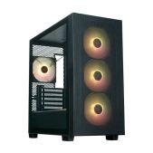 Корпус mATX без БП Xastra A510M-4FC12A-UC A510M 4ARGB-UC Black Mesh Screwless full-size TG /4x 120мм FC120 ARGB PWM fans Type-C