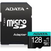 Карта памяти MicroSDXC 128Gb A-Data AUSDX128GUI3V30SA2-RA1 Premier Pro Class 10 UHS-I U3 V30S A2 100/85 MB/s SD адаптер
