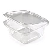 Контейнер одноразовый Юпласт ЮУПМ6132 квадратный 500 мл, с крышкой ЮП-РКСП, комплект 400 шт, прозрачный ПЭТ