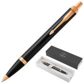 Ручка шариковая Parker 1931666 IM Core Black Lacquer GT, черный глянцевый лак, позолота, синяя