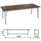 Банкетка Астрид 1200х450х415мм, серый каркас, без спинки кожзам коричневый