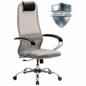 Кресло офисное Метта SU-B-8 хром, ткань-сетка, сиденье мягкое, светло-серое
