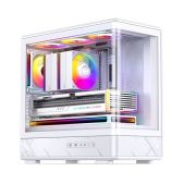 Корпус miATX без БП Jonsbo D200 White боковая панель из закаленного стекла панорама, mini-ITX, белый