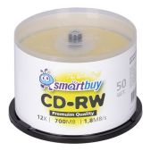 Диски CD-RW Smartbuy SBCD-RW50, 700 Мб, 4-12x, Cake Box упаковка на шпиле, комплект 50 шт
