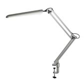 Настольная лампа светильник Гермес на струбцине, светодиодная, 8 Вт, серебро