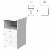 Тумба приставная Бюджет 402985-290, 400х600х740мм, 3 ящика, полка, белый