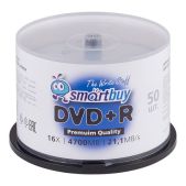 Диски DVD+R плюс Smartbuy SBDVPR50, 4.7 Gb, 16x, Cake Box упаковка на шпиле, комплект 50 шт
