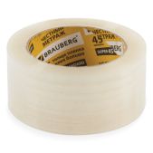 Клейкая лента упаковочная 48 мм х 132 м прозрачная, толщина 45 микрон, Brauberg, 440157