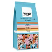 Шоколад Welday 622409 порционный 6 вкусов, 810г 54 плитки по 15 г, пакет