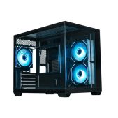Корпус mATX без БП Xastra QW500M-3FM12A-C10-UC QW500M 3ARGB-C10-UC Black Aquarium/Screewless/3x120мм ARGB PWM FM fans/Argb+PWM HUB 10port/Type-C