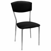 Стул Comfur РС23 для столовых, кафе, дома, серебристый каркас, экокожа черная