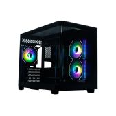 Корпус mATX без БП Xastra QR500M-3FM12A-C10-UC 3ARGB C10-UC Black Aquarium 2 Curve Glass /3x120мм ARGB PWM FM fans/ Argb+PWM HUB 10port Type-C