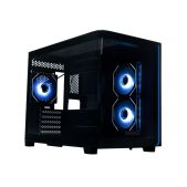 Корпус mATX без БП Xastra QR600M-3FM12A-C10-UC-L QR600M 3ARGB C10-UC Black Aquarium Curve Glass Led Strip 3x120мм ARGB PWM FM fans Argb+PWM HUB 10port Type-C
