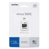 Карта памяти MicroSDXC 128Gb Smartbuy SB128GbSDU1A-AD class 10 Advanced 90/55 Mb/s U3 V30 A1