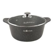 Кастрюля 3л Kukmara кмти33а Marble Induction темный мрамор алюминий, антипригарное покрытие, крышка стекло, для индукционных плит