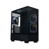 Корпус mATX без БП Xastra Q400M-3FG12A-C6-UC Black Aquarium Screewless 3x120мм ARGB PWM FG fans Argb+PWM HUB 6port Type-C