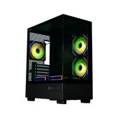 Корпус mATX Xastra Q400M-5FM12A-C6-UC Q400M 5ARGB-C6-UC Black Aquarium Screewless 5x120мм ARGB PWM FM fans Argb+PWM HUB 6port Type-C