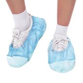 Бахилы EleGreen ПВД-50/2р-Г-Б ламинированные, комплект 500 шт, 38х16 см, спанбонд + ПВД, 100 мкм, 13 г, голубые