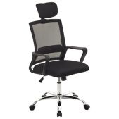 Кресло Cromex 533068 Debut CH-697, хром, с подлокотниками, механизм качания, сетка/ткань TW, черное